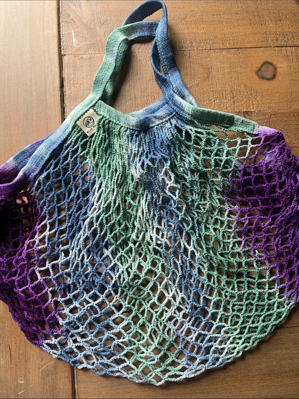 Small Hand-Knit Gradient Mesh Tote Bag tie dye new farmers market